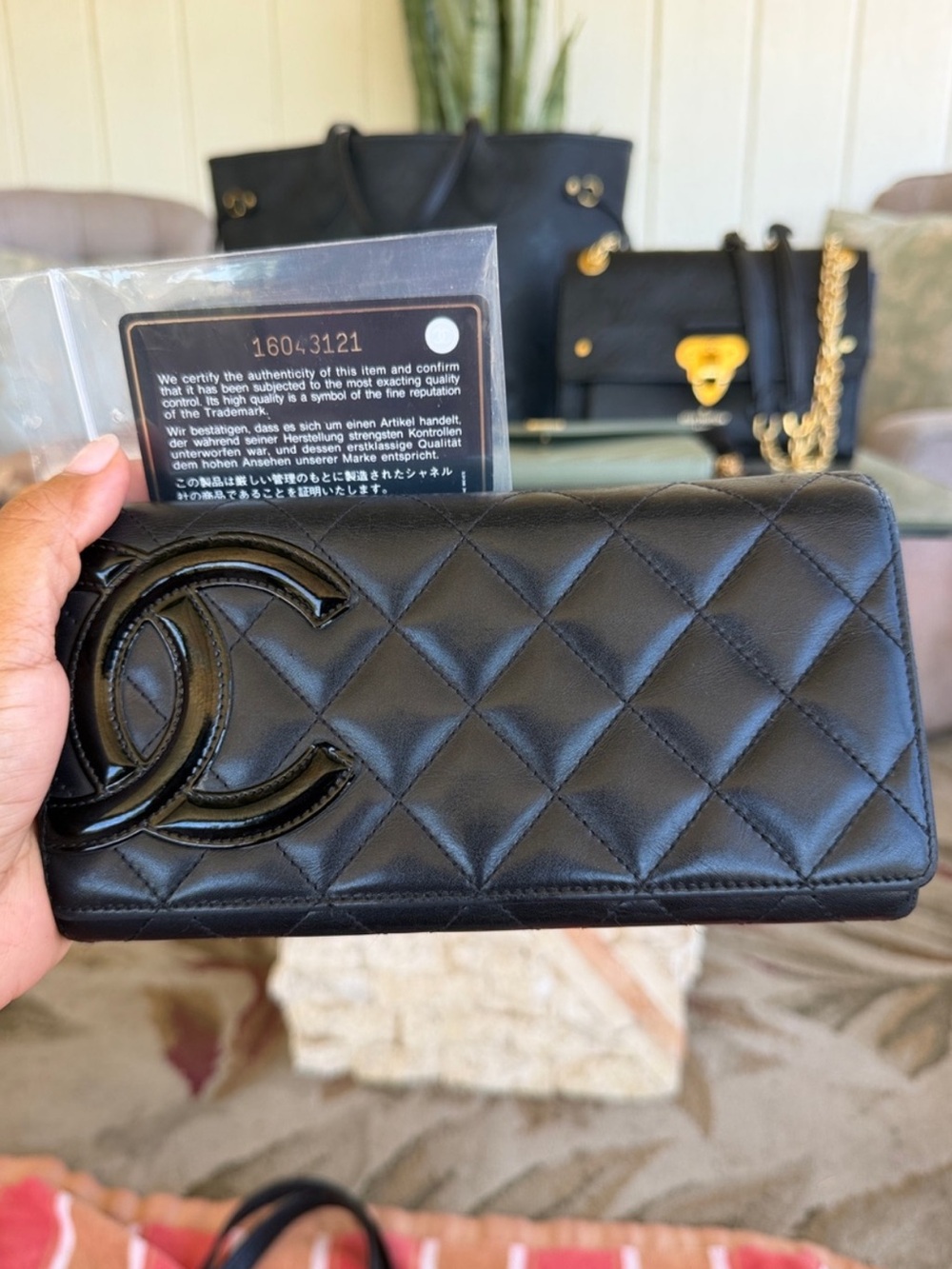 Chanel Cambon Black Quilted CC Long Wallet